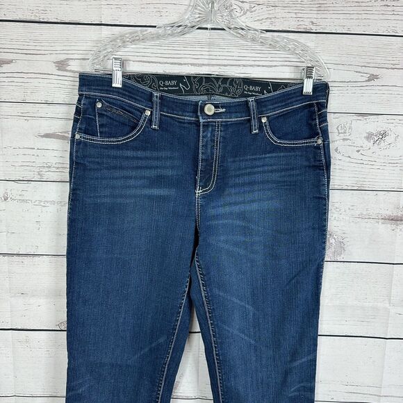 Wrangler Jeans Womens 12 Blue Q-Baby Riding inseam 33 Western Rodeo Cowgirl - Picture 2 of 12